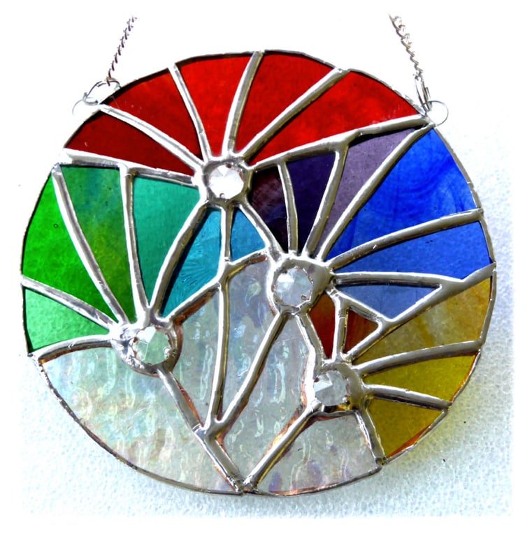 Fireworks Stained Glass Suncatcher Rainbow Handmade 007