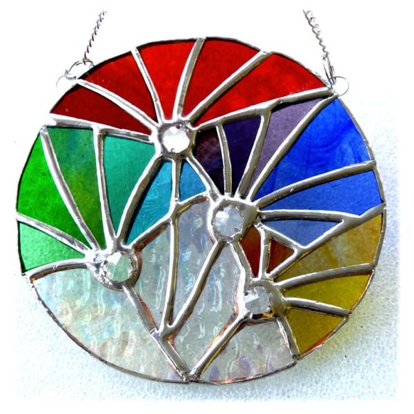 Fireworks Stained Glass Suncatcher Rainbow Handmade 007