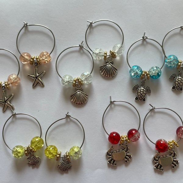 Handmade Under The Sea Hoop Earrings 25mm Hoops