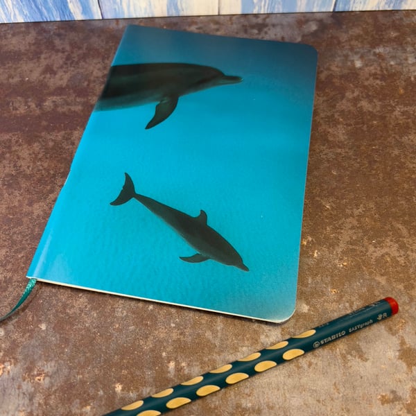 Notebook, Marine themed, A5 (ish), made from up-cycled and recycled materials.