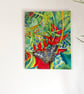 Tropical Scene with Lobster Claw Plant Original Oil Painting  - Image 2