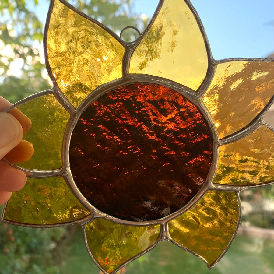 Stained  Glass Sunflower Suncatcher - Handmade Window Decoration
