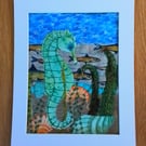 Textile picture under the sea 