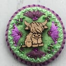 Hand Embroidered Highland Brooch