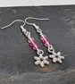 Pink Swarovski crystal silver plated snowflake earrings  - Image 4