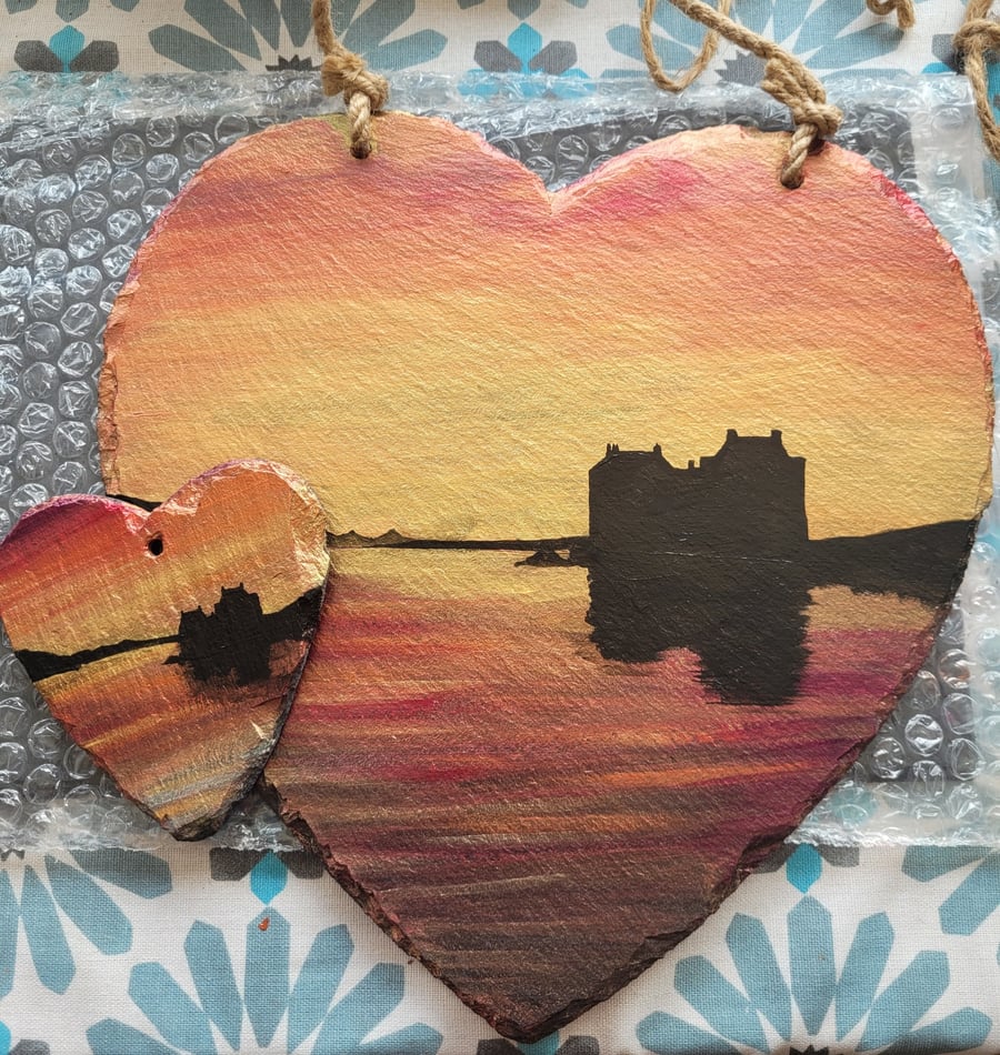 Large Slate Heart - Eilean Donan Sunset