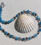 Teal Apatite & Black Hematite Heart Gemstone Beaded Statement Necklace