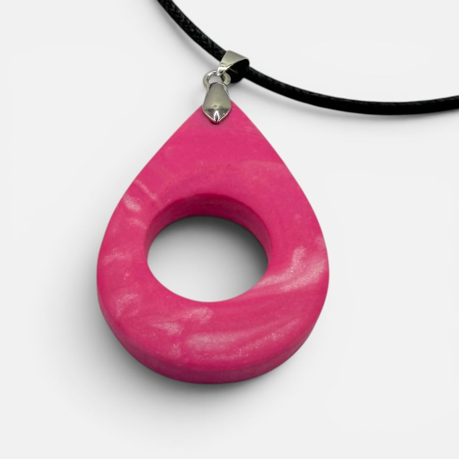 Bright Pink and Pearly White Marbled Glasses Holder Necklace