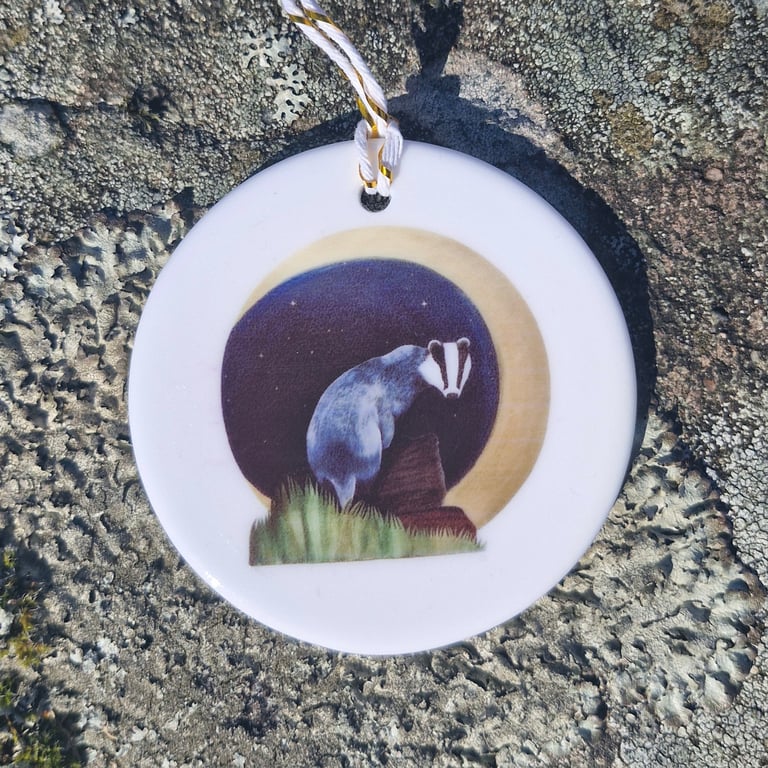 Starlight Badger Ceramic Hanging Bauble 