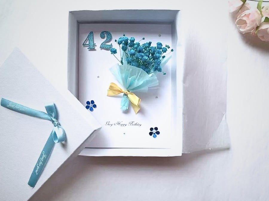 Handmade Personalised Birthday card, Dried Flower Birthday Card C438