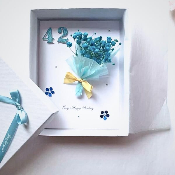 Handmade Personalised Birthday card, Dried Flower Birthday Card C438