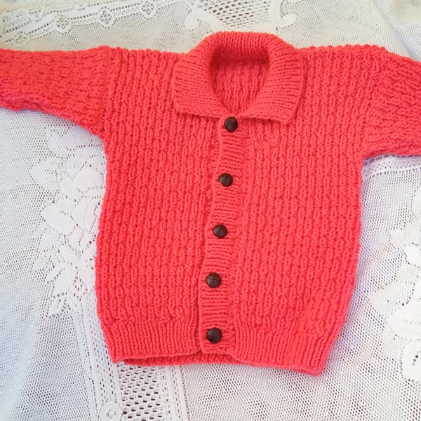 Child's Cardigan Knitted in Chunky Yarn, Children's Knitted Jacket, Cardigan