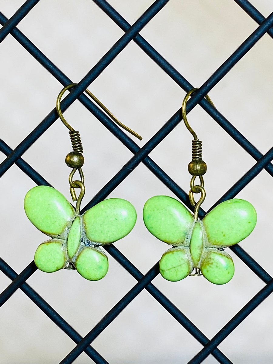 Green butterfly earrings 