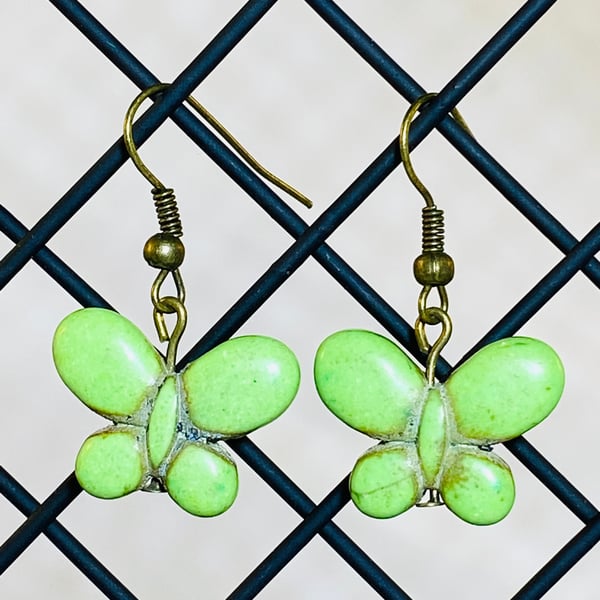 Green butterfly earrings 