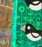 Magpies -green -  quirky original acrylic small painting on canvas by Jo Brown  - Image 3