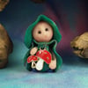 Tiny Toadstool Gnome 'Reeba' 1.5" OOAK Sculpt by Ann Galvin