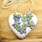 Forget-Me-Not Heart Pendant