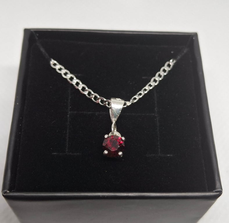 Natural Red Garnet Necklace – Sterling Silver Gemstone Pendant