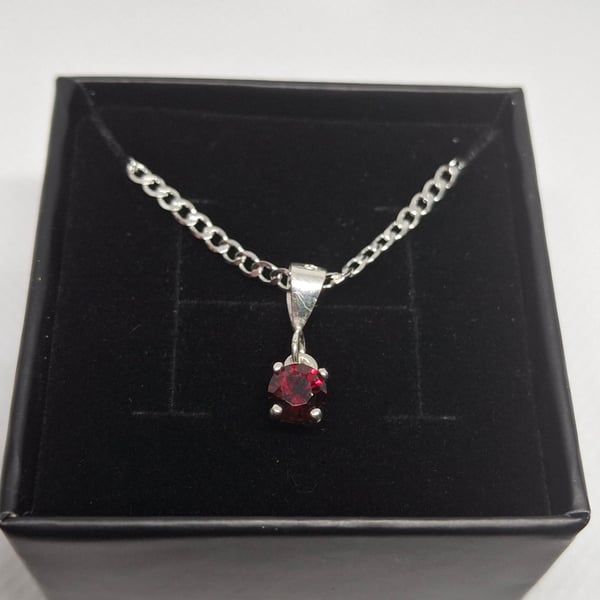 Natural Red Garnet Necklace – Sterling Silver Gemstone Pendant