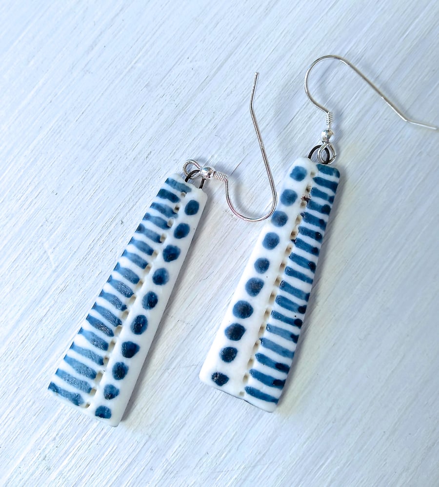 Porcelain drop earrings with sterling silver hooks