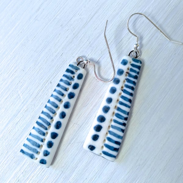 Porcelain drop earrings with sterling silver hooks