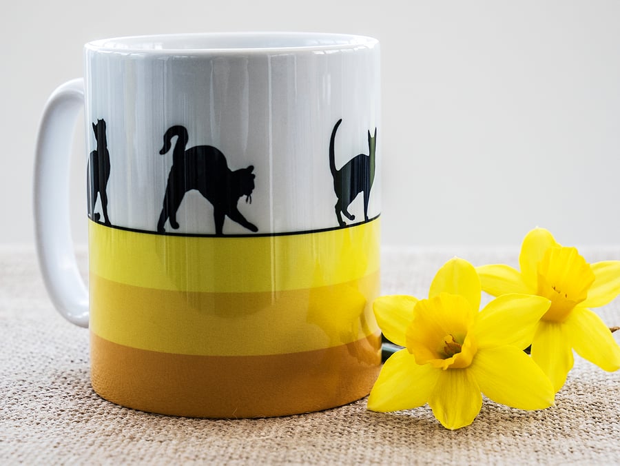 Yellow Black Cat Coffee Mug Gifts for Cat Lovers Crazy Cat Lady  Cats Kittens   