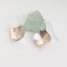 Square Textured Sterling Silver Drop Earrings
