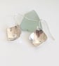 Square Textured Sterling Silver Drop Earrings