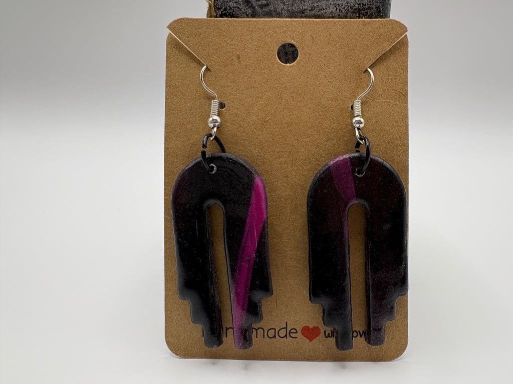 Purple flash polymer clay earrings 