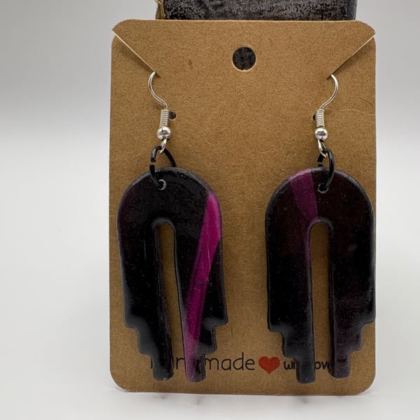 Purple flash polymer clay earrings 