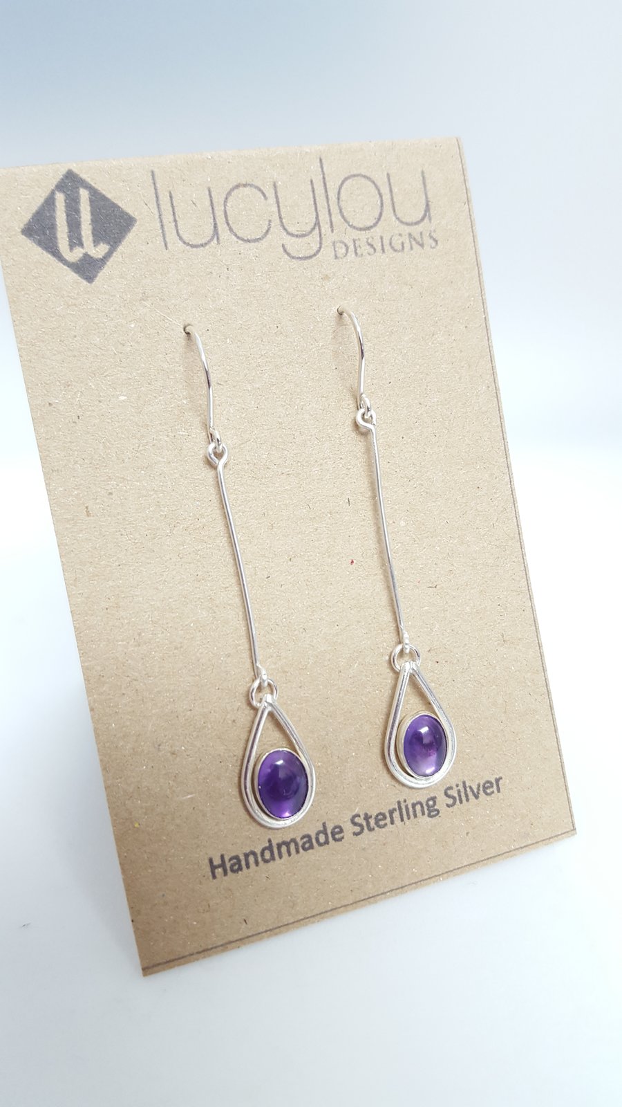 Silver Amethyst Drop Earrings