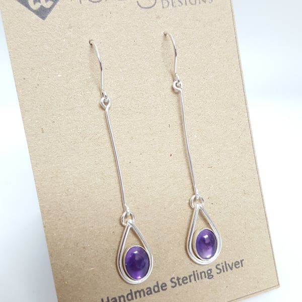 Silver Amethyst Drop Earrings