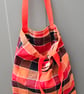 Bright chequed fold up tote bag. - Image 3