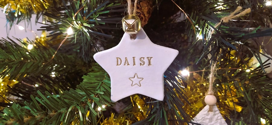 Custom Christmas Bauble, Tree Decoration, Personalised Clay Gift Tag