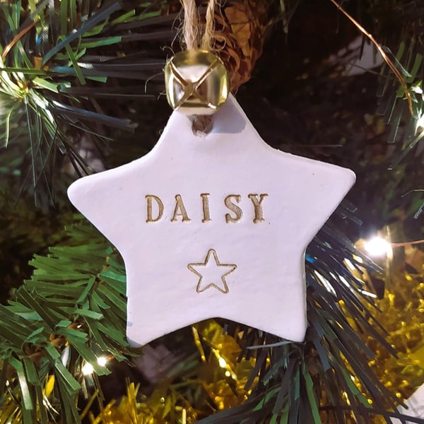 Custom Christmas Bauble, Tree Decoration, Personalised Clay Gift Tag
