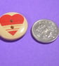 20mm Wooden Red Stripe Heart Buttons Love Stripey 10pk Button (RH3) - Image 2