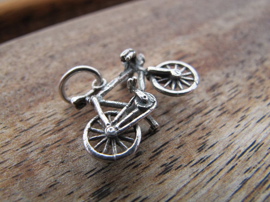 Silver Bike Pendant, Bicycle Pendant, Sterling Silver Pendant, Silver Pendant