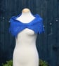 Ultramarine Blue pure wool laced edged scarf shawl - design S122 - Image 6