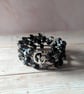 The Midnight Familiar, Black & Silver Cat Moon Memory Wire Bracelet
