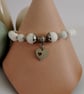 White quartz & silver beaded bracelet heart charm - Image 4