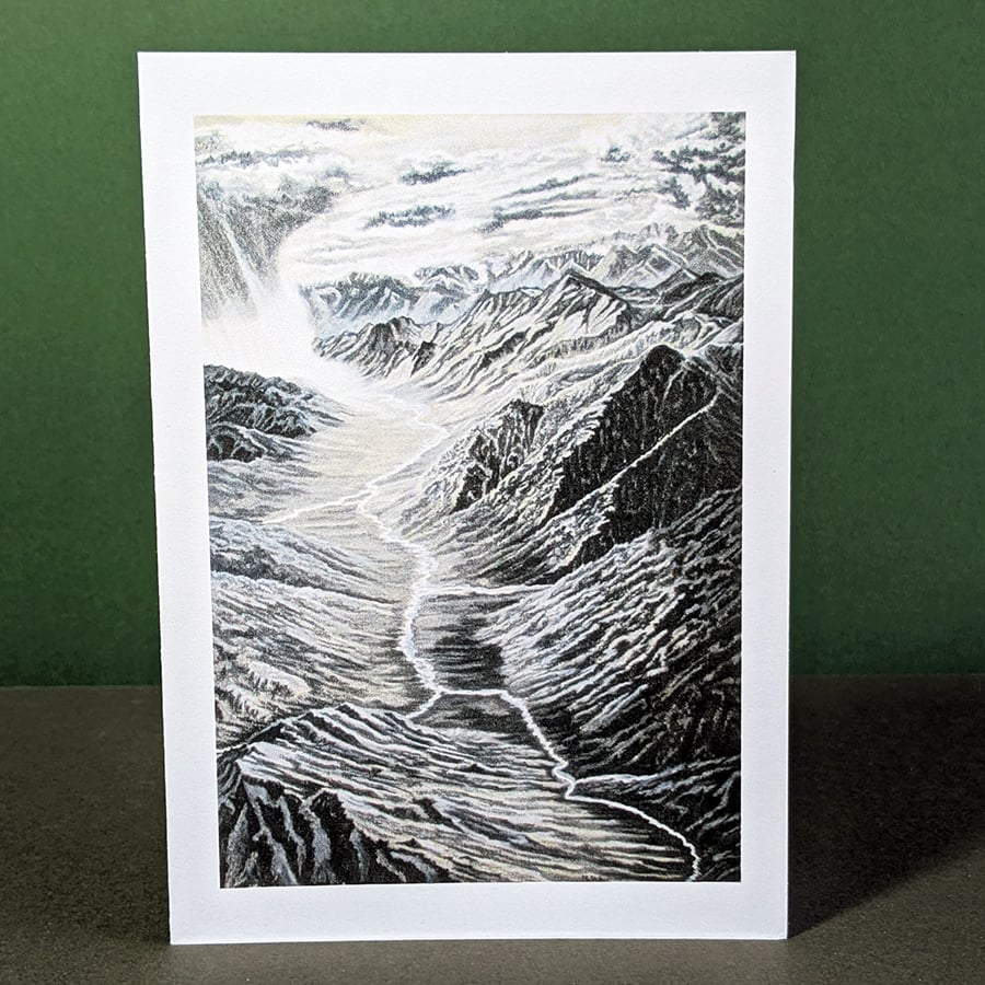 Mountain Storm Art Card: Blank or Personalised A6-Size Greetings Card