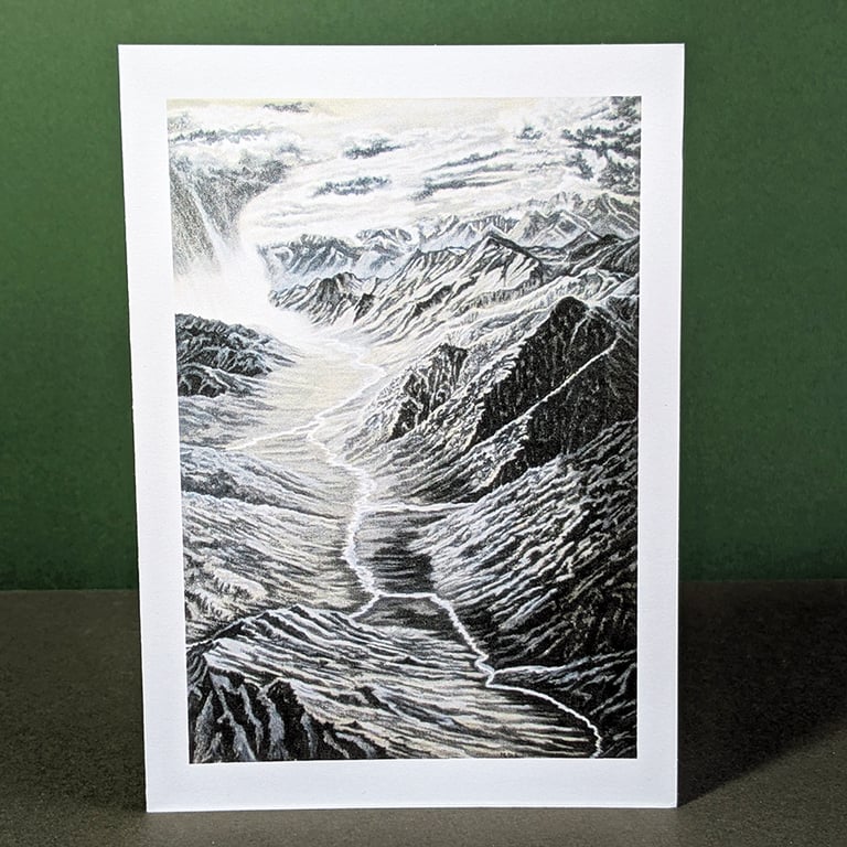Mountain Storm Art Card: Blank or Personalised A6-Size Greetings Card