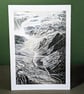 Mountain Storm Art Card: Blank or Personalised A6-Size Greetings Card