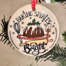 Baking Spirits Bright Illustrated Ceramic Christmas Decoration