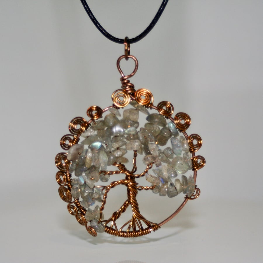 Labradorite tree of life necklace