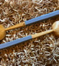 Birch Wood Salad Server Set with milk paint and chip carved handle - Image 4