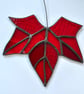 Stained Glass Maple Leaf Suncatcher - Handmade Hanging Window Decoration  - Red - Image 5