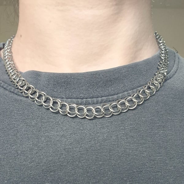 Half Persian Stainless Steel Chainmaille Necklace 18"
