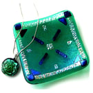 Emerald Dichroic Fused Glass Trinket Dish 9.5cm Handmade 