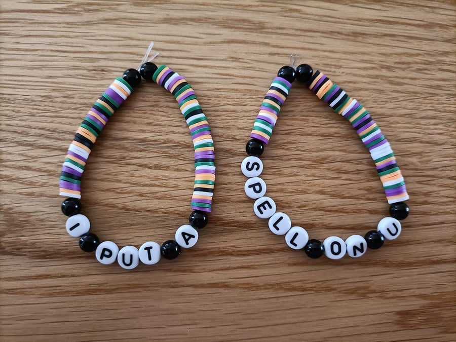 I Put A Spell On U - 2 x Handcrafted Polymer Clay Elasticated Bracelets